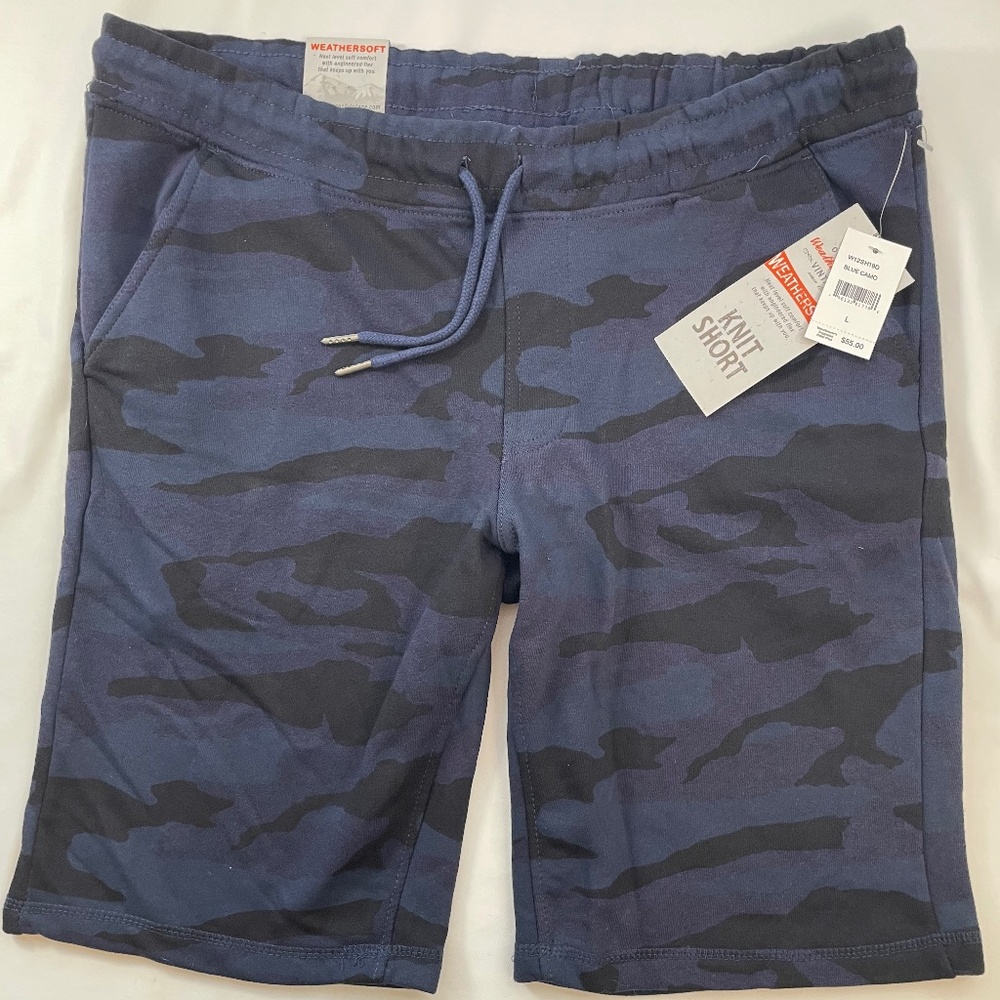 Shorts L Blue  Camo Men's Weatherproof Vintage Weathersoft Pull On Knit Stretch